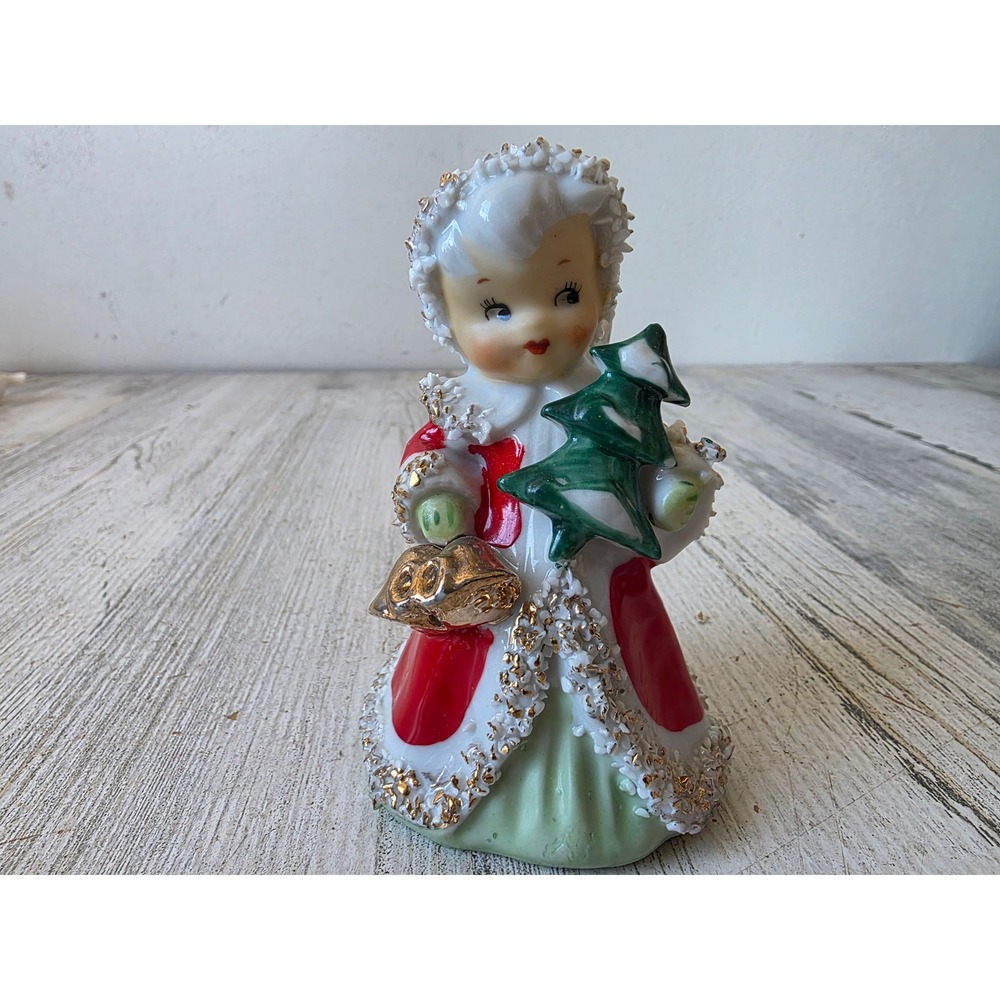 Vintage lefton Angel cherub ceramic Bell spaghetti tree girl decor